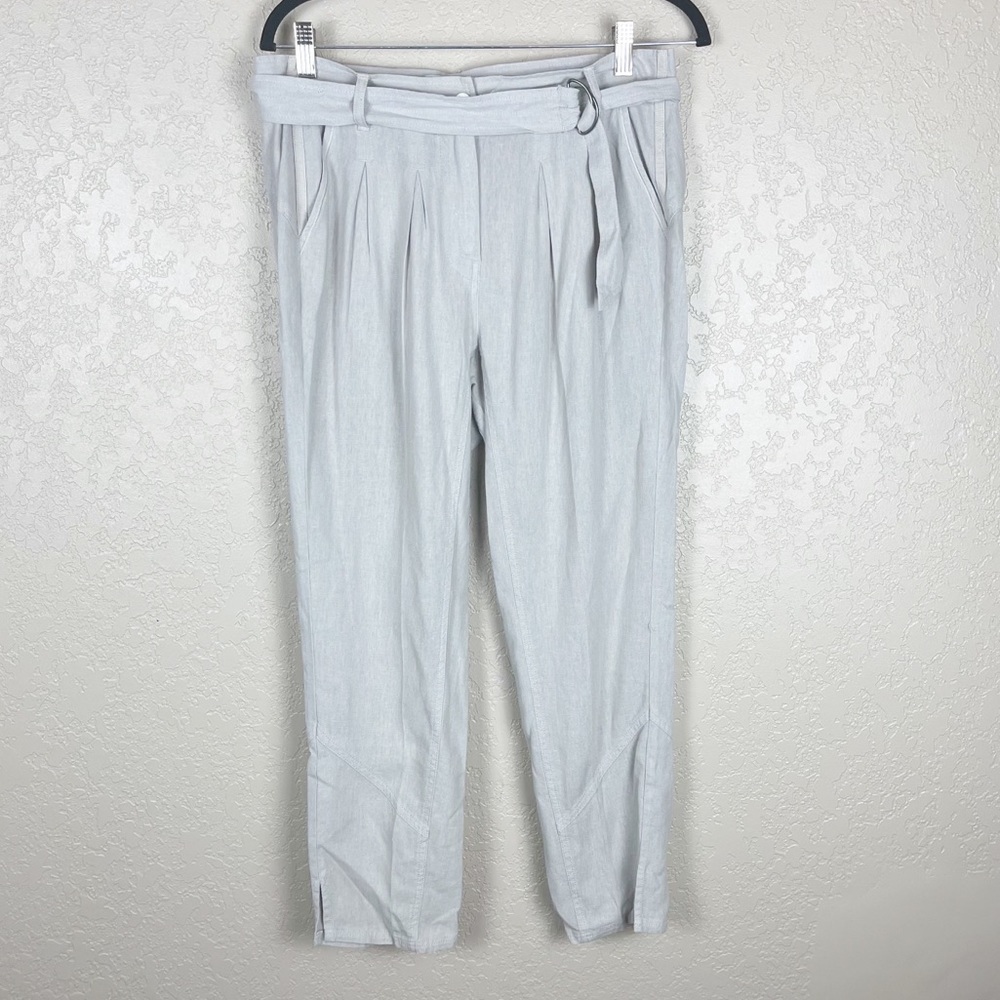 Brochu Walker linen belted straight leg pants